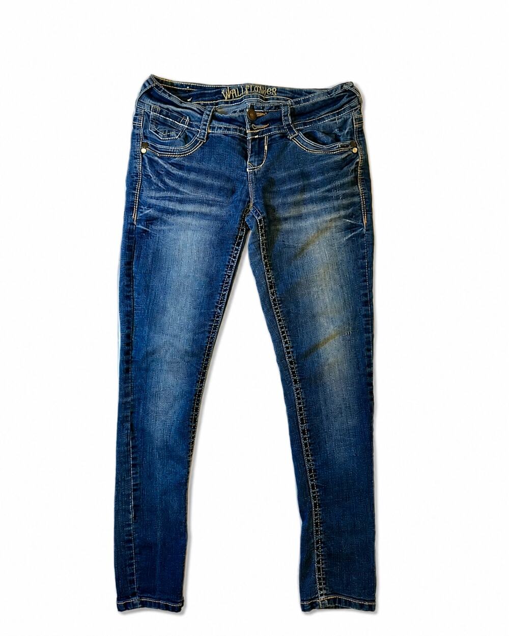 WallFlower Y2K Thick Stitch Embroidered Slim Straight Jeans Women’s Size 5
